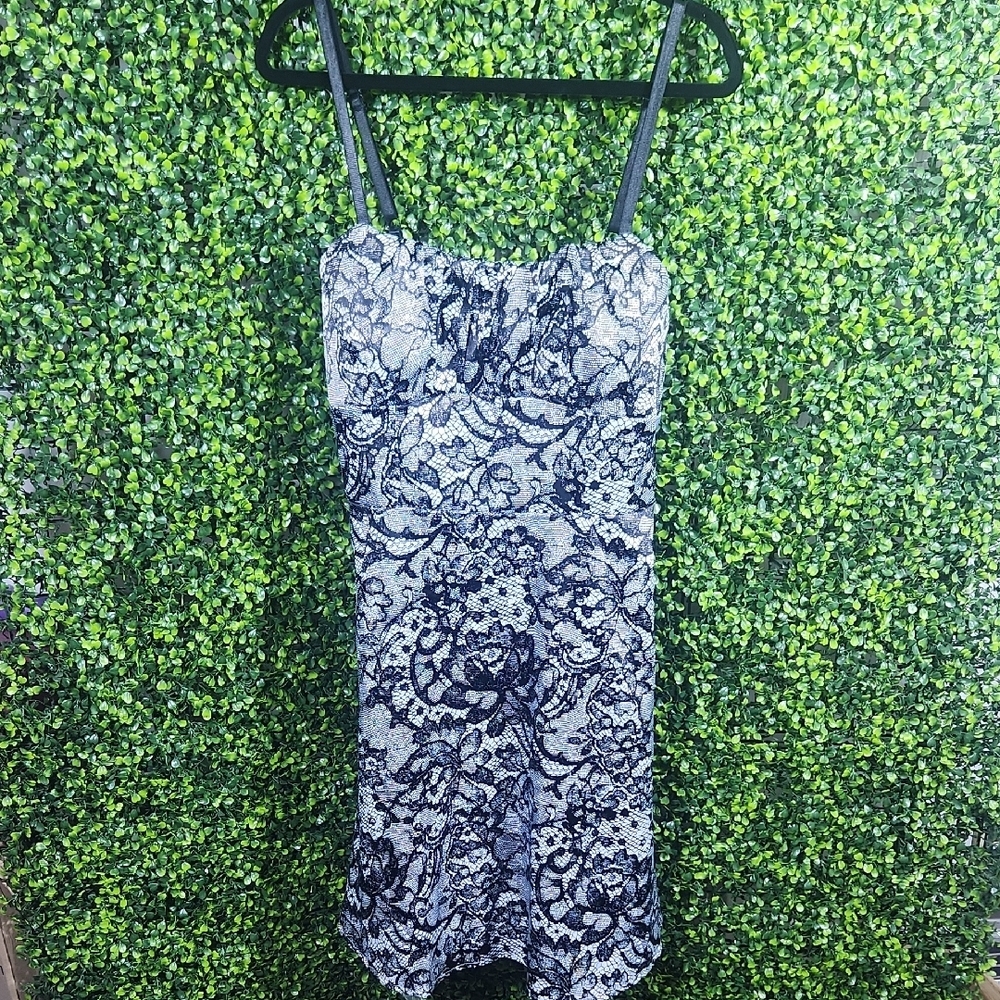 Dress Barn Black and White Lace Midi Dress